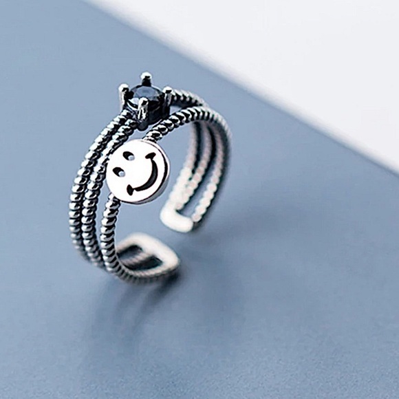 STERLING SILVER RESIZABLE SMILE RING - Picture 4 of 5